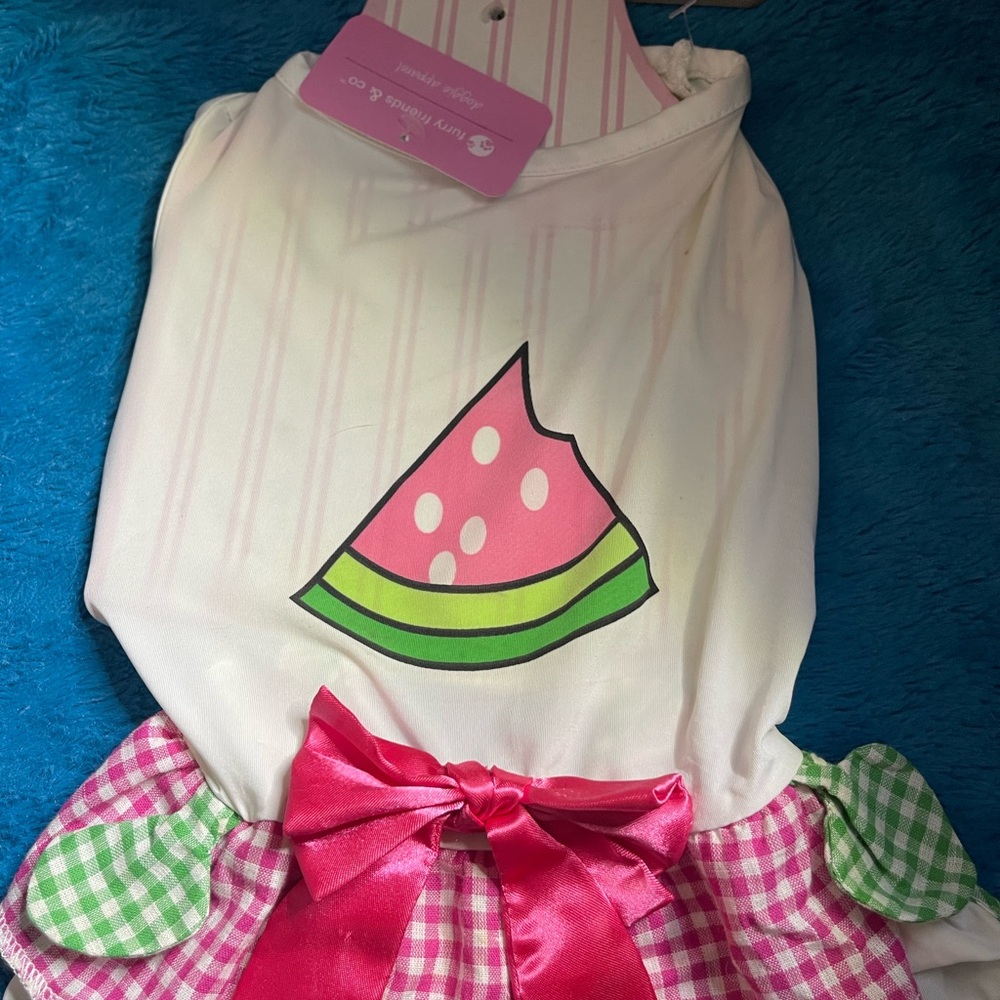 Watermelon Dog Dress with Pink Bow